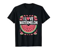 I Love Watermelon Cute Summer Fruit Slice Value Graphic T-Shirt, Men, Black, M
