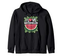 I Love Watermelon Summer Fruit Lover Tropical Vibe Zip Hoodie