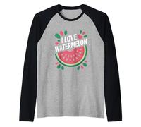 I Love Watermelon Summer Fruit Watermelon Slice Raglan Baseball Tee