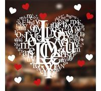 I Love, We Love, You Love Heart Window Clings Valentines Decorations - Heart Window Stickers for Home or Shop Decoration