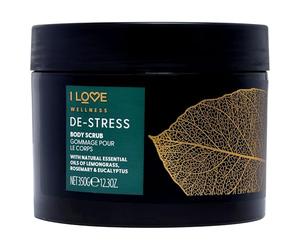 I Love Wellness Body Scrub - De-Stress - Exfoliating Sugar Scrub with Natural Oils & Soothing Essential Oils - Smooth, Nourish & Revive Skin - Vegan & Cruelty-Free 350g