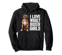 I Love Wiggly Boxer Girls Funny Boxer Dog Saying Pet Boxer Pullover Hoodie