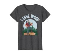 I Love Wood T-Shirt, Women, Dark Heather Grey, Medium