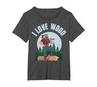 I Love Wood T-Shirt, Women's Plus, Dark Heather Grey, 2X