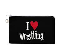I Love Wrestling Coin Purse Small Wallets with Zippered Key Ring Cute Wallet