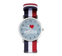 I Love Wrestling Wrist Watches for Men Women Casual Braided Strap Easy Reader for Work Workout