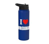 I Love Wrexham Souvenir Memory Stainless Steel Insulated Water Bottle