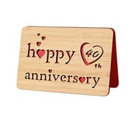 I Love You 40th Anniversary Card,Handmade With Real Bamboo Wood, Greeting Cards for Him,to Say Happy 40 Years Valentines Day Card, Ruby Wedding Anniversary Card Gifts for Wife,Him or Her