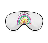 I Love You All Class Dismissed Teacher Last Day of School Sleep Masks Eye Cover Blackout with Adjustable Elastic Strap Night Blindfold for Women Men Yoga Travel Nap