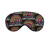 I Love You All Class Dismissed Teacher Last Day of School Sleep Masks Eye Cover Blackout with Adjustable Elastic Strap Night Blindfold for Women Men Yoga Travel Nap