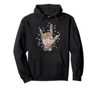 I Love You ASL Sign Language Botanical Flower Butterflies Pullover Hoodie