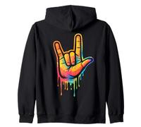 I Love You ASL Sign Language Interpreter Zip Hoodie