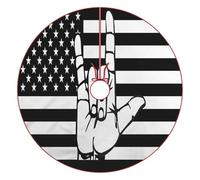 I Love You ASL U.S. Flag Funny Christmas Tree Skirt Red 36 Inches Xmas Tree Mat Funny Decor for Family Christmas Holiday
