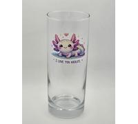 I Love You Axolotl Drinking Glass Tumbler
