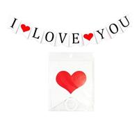 I LOVE YOU Banner Bunting Hanging Signs for Valentine's Day, Wedding, Bridal Shower, Marriage Proposal Engagement Party Decorations