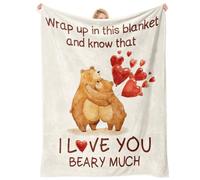I Love You Beary Much Bear Throw Blanket - Cozy Warm Bed & Couch Cover, Premium Gift for Dad, Mom, Her, Him, Partner or Friend - Perfect for Father’s Day, Mother’s Day, Birthday, Valentine’s