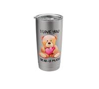 I Love You Beary Much Cute Teddy Bear Heart Pun Stainless Steel Insulated Tumbler