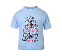 I Love You Beary Much Pun (Romantic Quotes for Couples, Anniversary) Short Sleeve Cotton Toddler t Shirt, 2-3 Years, Pastel Blue