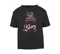 I Love You Beary Much Pun (Romantic Quotes for Couples, Anniversary) Short Sleeve Cotton Toddler t Shirt, 1-2 Years, Black