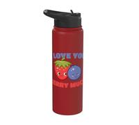 I Love You Berry Much I Raspberry Sweet Berries Fruit Kids Stainless Steel Insulated Water Bottle