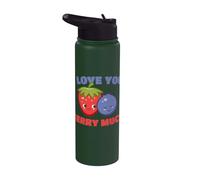I Love You Berry Much I Raspberry Sweet Berries Fruit Kids Stainless Steel Insulated Water Bottle