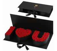 I Love You Box Valentines Boxes - Large Thicker Letter Shaped Fillable Flowers Gift Box I Heart U Packaging Boxes - for Valentines Mothers Day Wedding Birthday (Black)