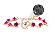 I Love You Bracelet In 100 Different Languages Love Heart Infinity Bracelets Adjustable Link Chain Romantic Valentines Day Gifts for Women Girls Y4211 (Fuchsia)