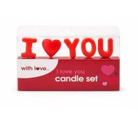 I Love You Candle Set Cake Candles - Red Letter & Heart Romantic Decoration - Mini Love Message Candles for Cake Topper Table Decor - Gift for Mum Wife Girlfriend Anniversary Surprise