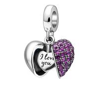 I Love You Charms fit Pandora Charms Bracelet 925 Sterling Silver Love Heart Charm fit Wife Mom Christmas Valentines Mothers Day gift