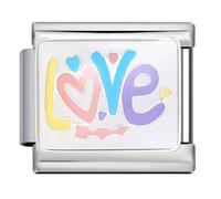 I Love You Cupid Arrow Pink Blue Silver Italian 9mm Link Stainless Steel Bracelet Charm Compatible With Nomination