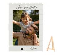 I Love You, Dad-Personalized Photo Building blocks, Custom Photo & Editable Text Puzzle, Personalised Building Blocks Couples Photo Plaque, for Dad or Grandpa, Couples, Mum