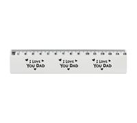 'I Love You Dad with Hearts' 15cm (6 Inch) White Plastic Ruler (RL00090385)