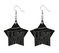 I Love You Dad Women's Earrings Wooden Pendant Dangle Jewelry Stylish Accessories for Party