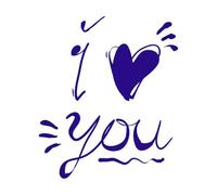 i Love You Doodle Quotes with Hand Drawn Cartoon Style Fine Carving Decals 67.2x78.6cm Art Mural Painting DarkBlue