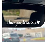 I Love You Drive Safe Mirror Sticker, 3PCS Drive Safe I Love You Decal Stickers, Waterproof Rearview Mirror Car Stickers Decals with Heart, Driving Safes Car Window Rear View Mirrors Decal Sticker