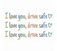 I Love You Drive Safe Sticker, Heartfelt Car Mirror Decal for Rearview Mirror, Weather-Resistant Vinyl Art, 11cm Multicolored, 3-Pack(gradient color)