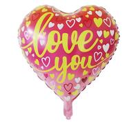 I Love You Foil Balloon Heart 45 cm - Red & Gold Party Balloon, Can be Filled with Air or Helium, Self-Sealing, Perfect for Wedding, Birthday, Valentine's Day and Celebrations