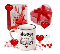 I Love You Gift Set - Lovingly Assembled Gift Set with Heart Mug, Bath Confetti, Gift Bag & Card - Romantic Gift for Lover, Girlfriend, Boyfriend, Mum, Dad