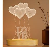 I Love You Gifts 3D Illusion Night Light, Romantic Bedroom Night Light Warm Colors Wooden Handmade Cool Holiday Birthday Gift for Boy Girl Friend Parents