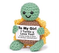 I Love You Gifts for Her Girlfriend Fiancee - Positive Handmade Crochet Sunflower Turtle Decor - Christmas, Anniversary, Birthday, Engagement Gifts for Her (2.8x2x3.9 inches)