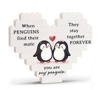 I Love You Gifts for Him Her, Building Block Plaque, Penguin Building Blocks Puzzle Plaque, Romantic Valentines Anniversary Love Gifts for Boyfriend Girlfriend