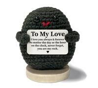 I Love You Gifts for Him Her, Handmade Crochet Rock, Anniversary Christmas Wedding Gifts for Boyfriend Girlfriend, Romantic Husband Wife Birthday Gift Ideas for Couples Valentines Day Stocking Stuffer