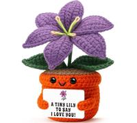 I Love You Gifts for Him Her, to My Love Handmade Crochet Purple Lily Flower, Romantic Anniversary Wedding Christmas Birthday Gifts Ideas for Women Men Girlfriend Boyfriend Husband Wife Couple Fiance