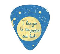 I Love You Guitar Picks 12 Pack Universal ABS Guitar Picks,Comet Feelings in Shooting Star Space Cosmic Orbit Valentines,for Acoustic and Electric Guitar,Yellow Violet Blue