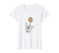 I Love You Hand Soccer Ball Sign Language Continuous line Value Graphic T-Shirt, Women, White, M
