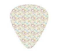 I Love You Heart Figures Guitar Picks 12 Pack Universal ABS Guitar Picks,Colorful Romantic Heart Figures Butterflies Abstract Childish Design,for Acoustic and Electric Guitar
