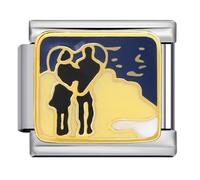 I Love You Heart Gold Couple Husband Wife Silver Italian 9mm Link Stainless Steel Bracelet Charm Compatible With Nomination