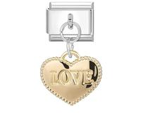 I Love You Heart Gold Mother Daughter Dangle Charm Silver Italian 9mm Link Stainless Steel Bracelet Charm Compatible With Nomination 9mm Bracelet