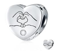 I Love You Heart in Your Hands Gesture Charms, fits Pandora Valentines Day Bracelet, 925 Sterling Silver Infinity Finger Beads with Openwork Star, for Wife/Bridal/Couple Present