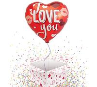 I Love You Heart Shaped Foil Helium 45cm Balloon - Inflated Balloon in a Box